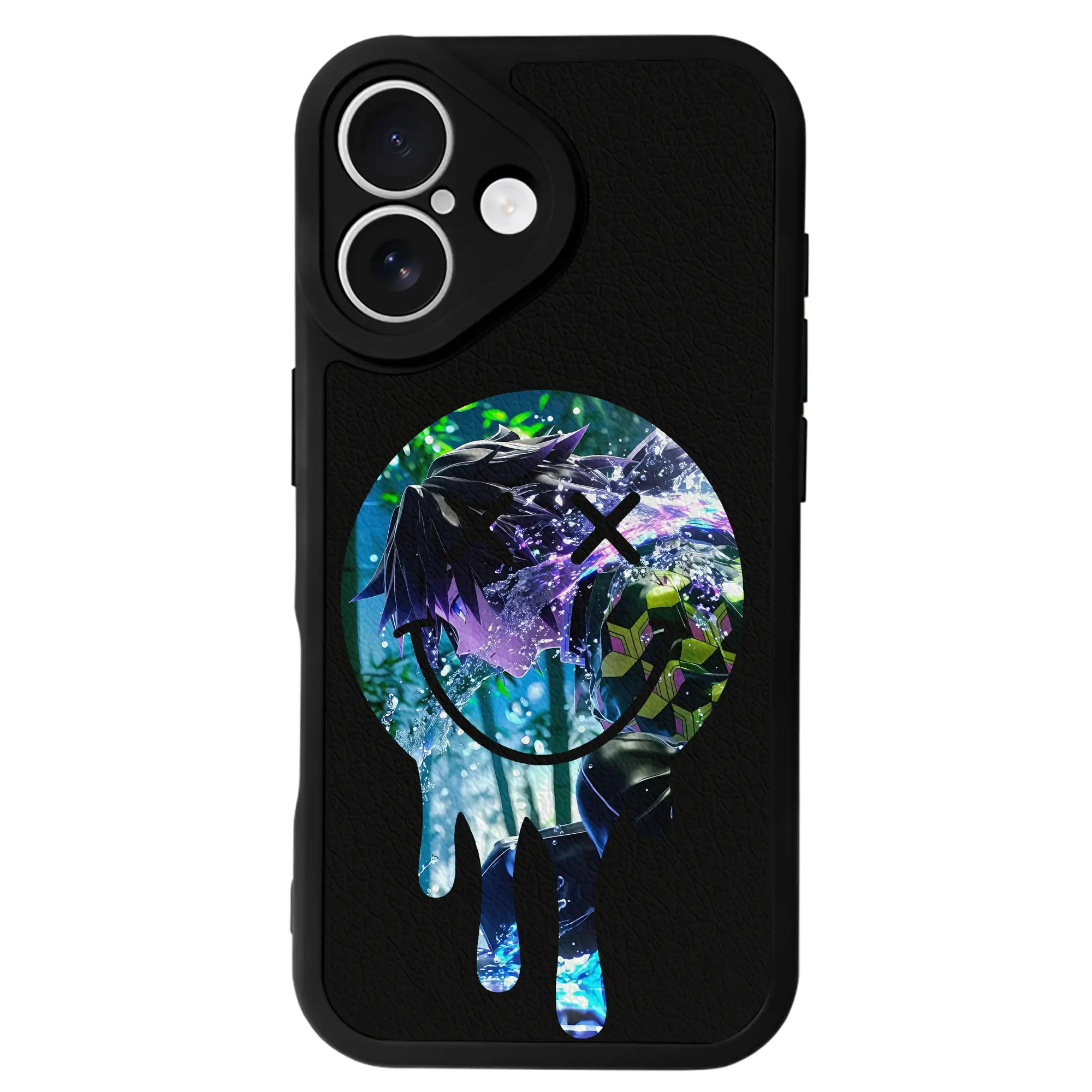 鬼滅の刃 グッズ,冨岡 義勇 - IPhone 16シリーズ対応 ・ シリコンスマホケース ・ レザー調 ・ 高精度フィット ・ 耐衝撃 ・ ワイヤレス充電対応 ・ 精密カット